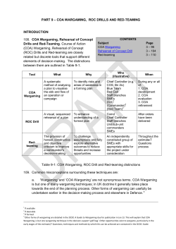 PART 9 &ndash; COA WARGAMING, ROC DRILLS