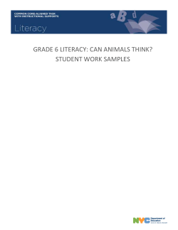 GRADE 6 LITERACY: CAN ANIMALS THINK? STUDENT WORK