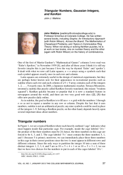 An article, Triangular Numbers, Gaussian Inte