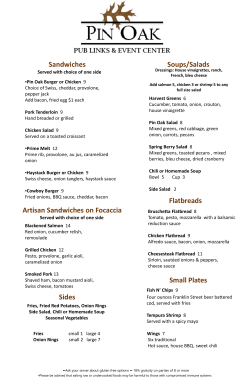 Sandwiches Flatbreads Small Plates Sides Soups/Salads Artisan