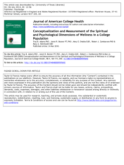 Conceptualization and Measurement of the Spiritual