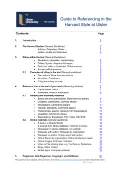 Guide to Referencing in the Harvard Style at Ulster