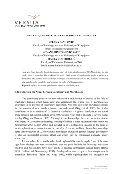 Affix Acquisition Order in Serbian EFL Learners