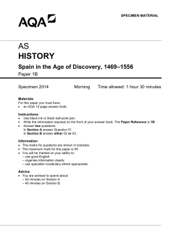 AS History Specimen question paper Paper 1B