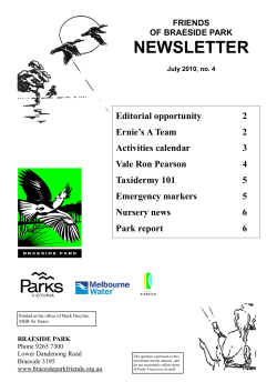 NEWSLETTER - Friends of Braeside Park