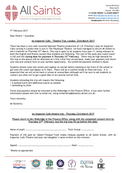 An Inspector Calls - All Saints School