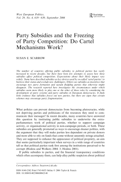 Party Subsidies and the Freezing of Party Competition: Do Cartel