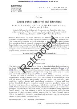Green waxes, adhesives and lubricants