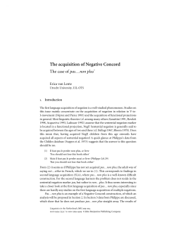 The acquisition of Negative Concord: The case of