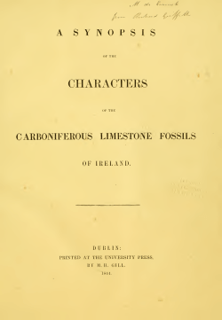 A synopsis of the characters of the Carboniferous limestone fossils