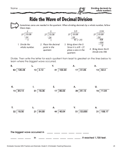 Ride the Wave of Decimal Division