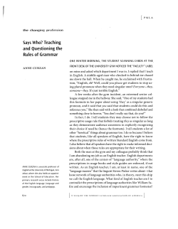 Says Who? Teaching and Questioning the Rules of Grammar