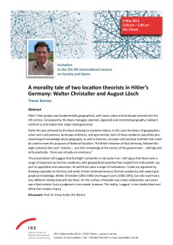 A morality tale of two location theorists in Hitler`s Germany: Walter
