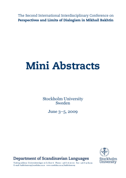 Perspectives and Limits of Dialogism in Mikhail Bakhtin Mini Abstracts