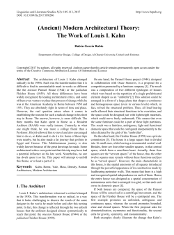 (Ancient) Modern Architectural Theory: The Work of Louis I. Kahn