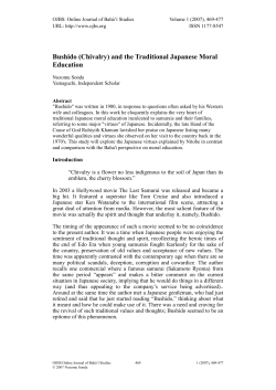 Bushido (Chivalry) and the Traditional Japanese Moral Education