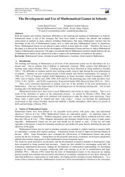 The Development and Use of Mathematical Games in