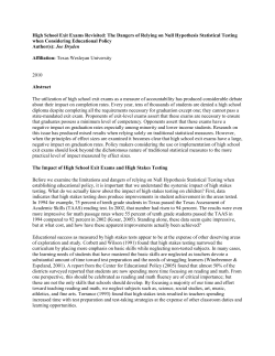 High School Exit Exams Revisited: The Dangers of Relying on Null