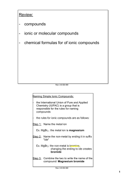 Review: compounds ionic or molecular compounds chemical