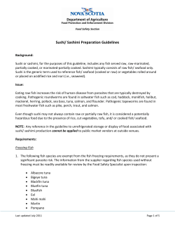 Sushi/ Sashimi Preparation Guidelines