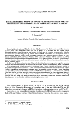 K/Ar RADIOMETRIC DATING ON ROCKS FROM THE NORTHERN
