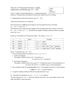 Polynomial Functions: Graphs, Applications, and Models
