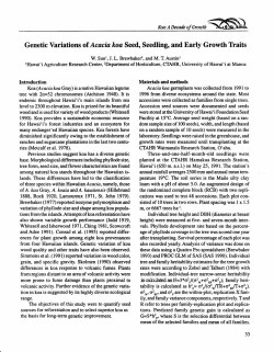 Genetic Variations of Acacia koa Seed, Seedling