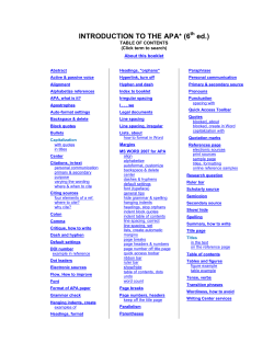 INTRODUCTION TO THE APA