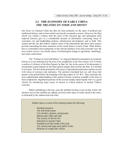 The Economy of Early China - Indiana University Bloomington