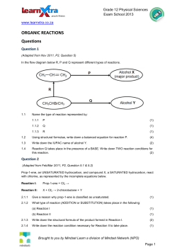 ORGANIC REACTIONS Questions - Mindset Learn