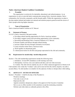 Native American Student Coalition Constitution - CatLife