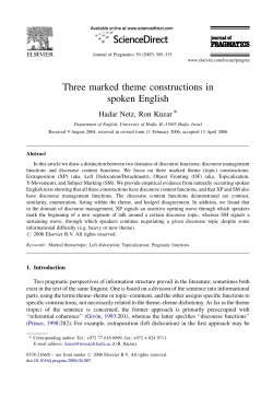 Three marked theme constructions in spoken English