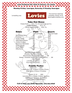 Take Out Menu: Sides: Pint: Quart: Family Packs: