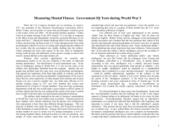 Measuring Mental Fitness: Government IQ Tests during World War I