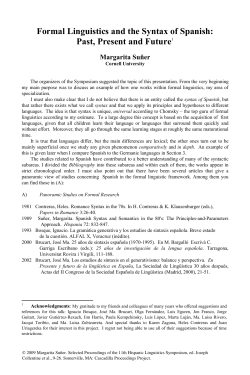 Formal Linguistics and the Syntax of Spanish