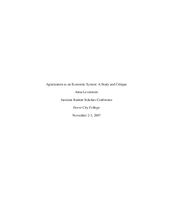 Agrarianism as an Economic System: A Study and Critique Anna