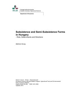 Subsistence and Semi-Subsistence Farms in Hungary