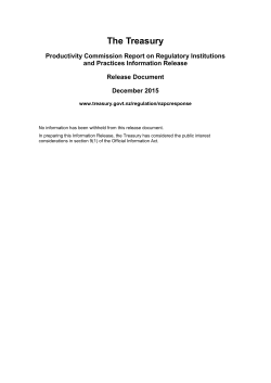 The Productivity Commission Inquiry Report on Regulatory