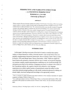 PERSPECTIVE AND NARRATIVE STRUCTURE COGNITIVE