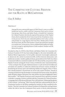 The Committee for Cultural Freedom and the Roots - Purdue e-Pubs