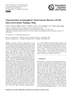 Characteristics of atmospheric Total Gaseous Mercury (TGM