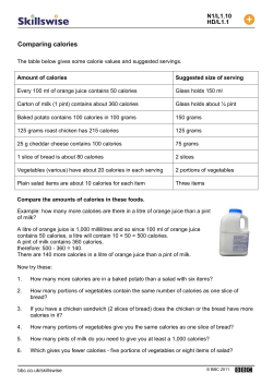 Comparing calories