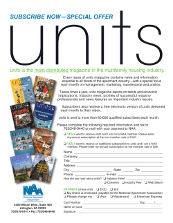 subscribe now&mdash;special offer - National Apartment Association