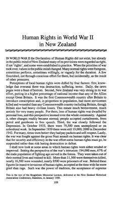 Human Rights in World War II in New Zealand