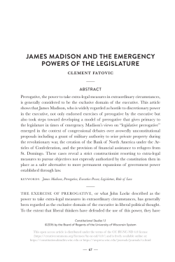 James Madison and the Emergency Powers of the Legislature