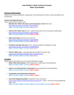 Iowa Children`s Water Festival Curriculum Water Cycle Module
