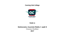Canning Vale College YEAR 11 Mathematics: Essentials Units 1