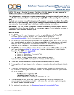 Satisfactory Academic Progress (SAP) Appeal Explanation