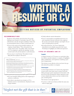 Writing a Résumé or CV
