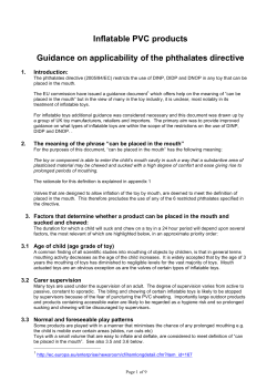 Inflatable PVC products Guidance on applicability of the phthalates